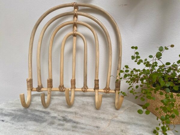 Handmade Rattan Rainbow Wall Hooks (Set of 2) - Image 3