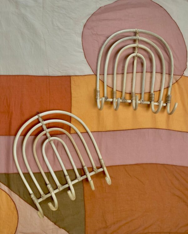 Handmade Rattan Rainbow Wall Hooks (Set of 2) - Image 8