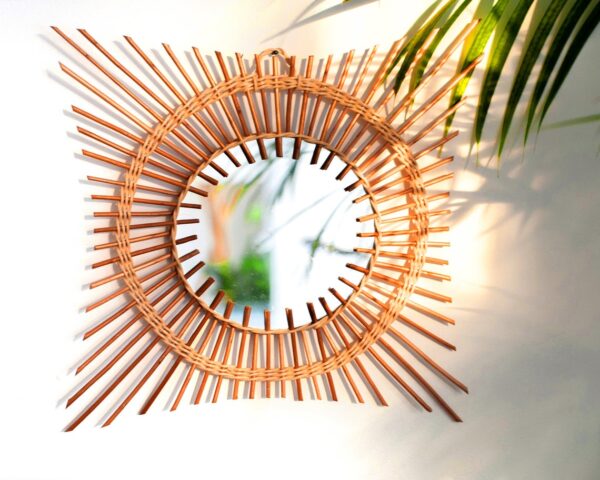 Handmade Rattan Mirror | Rattan Round Mirror