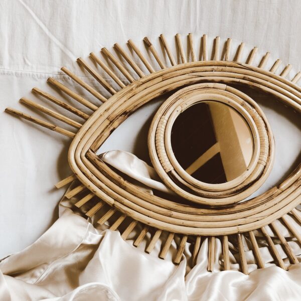 Handmade Rattan Mirror | Rattan Eye Mirror - Image 2
