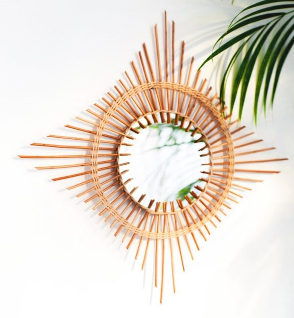 Handmade Rattan Mirror | Rattan Round Mirror - Image 2