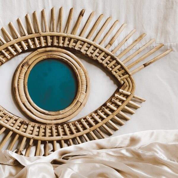 Handmade Rattan Mirror | Rattan Eye Mirror - Image 3