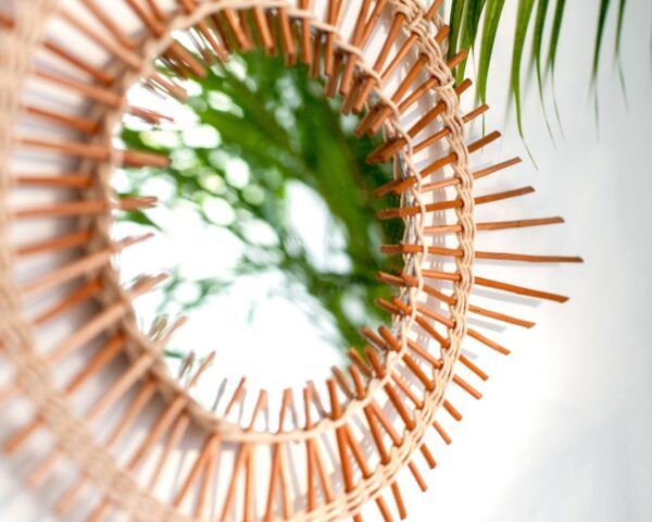 Handmade Rattan Mirror | Rattan Round Mirror - Image 3