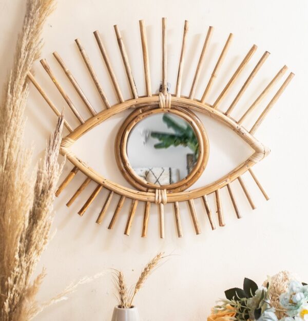 Handmade Rattan Mirror | Rattan Eye Mirror - Image 5
