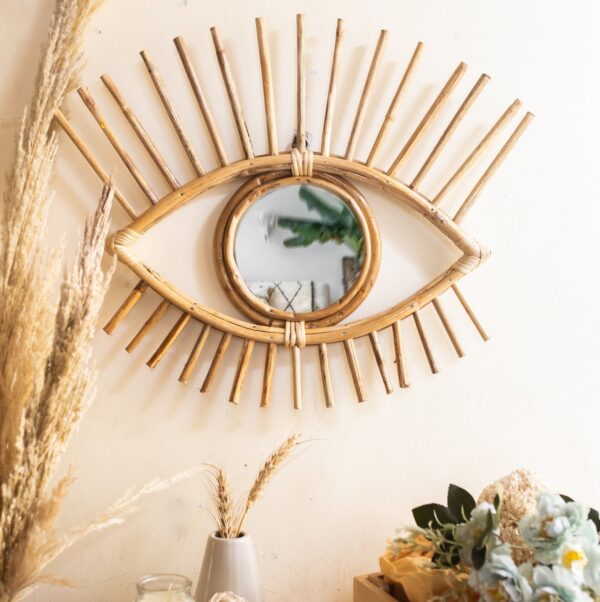 Handmade Rattan Mirror | Rattan Eye Mirror - Image 6