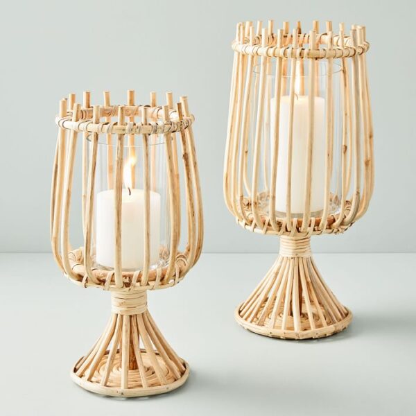 Set of 6 Handmade Rattan-Wicker Candles lanterns
