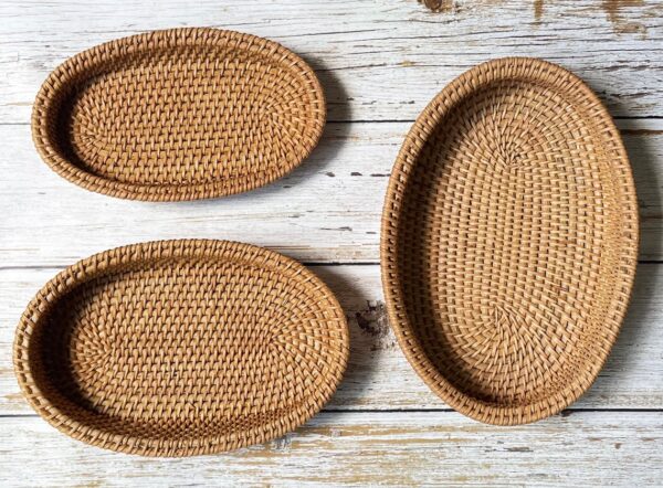 Set of 3 Rattan Oval Tray - Image 2