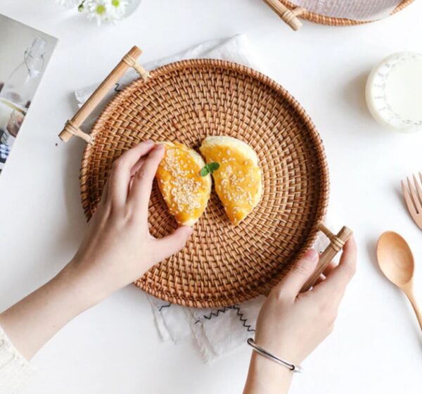 Set of 3 Rattan Round Tray