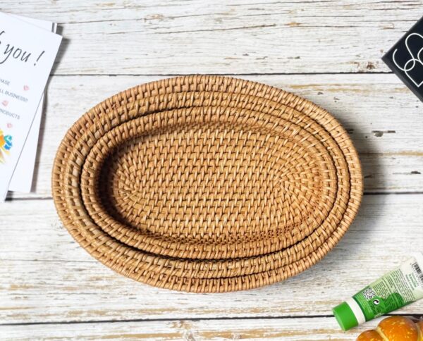 Set of 3 Rattan Oval Tray