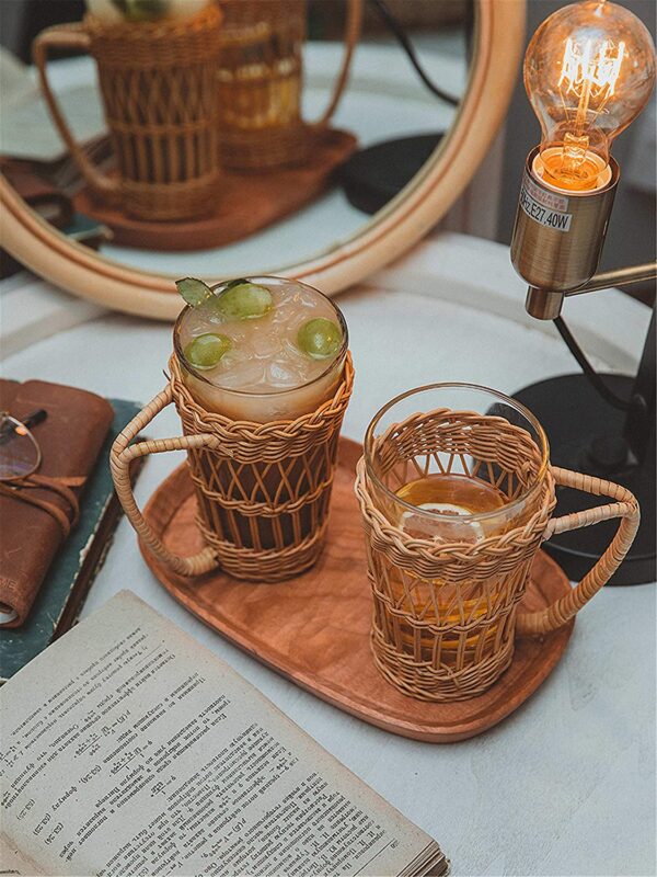 Set of 6 Handmade Rattan/Wicker Glass - Image 2