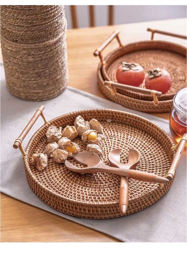 Set of 3 Rattan Round Tray - Image 2
