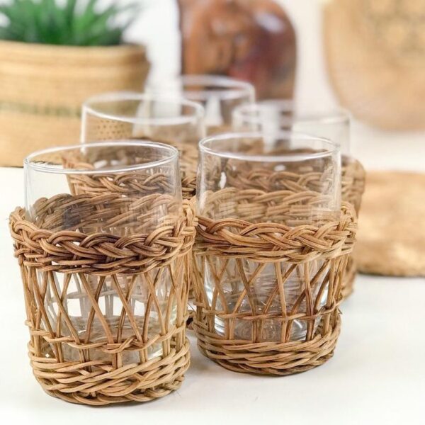Set of 6 Handmade Rattan/Wicker Cup - Image 2