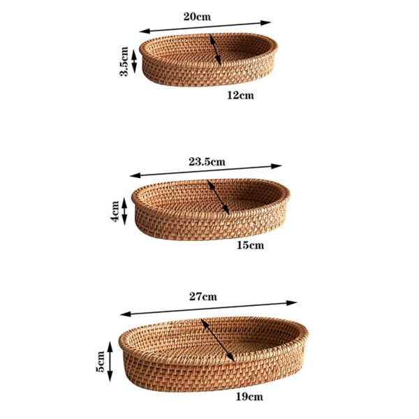 Set of 3 Rattan Oval Tray - Image 3