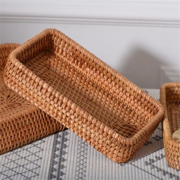 Set of 3 Rattan Rectangular Tray - Image 4
