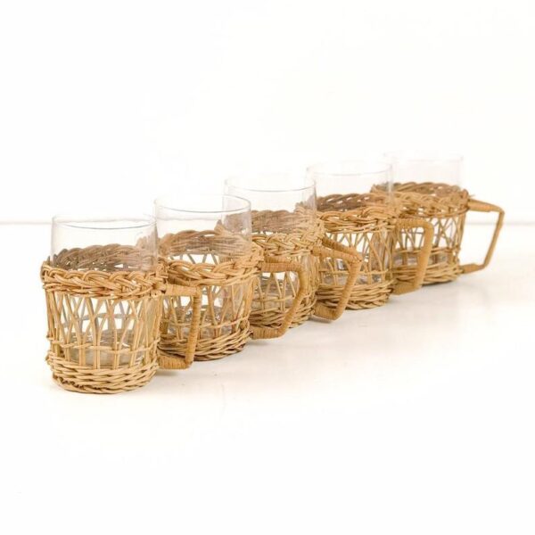 Set of 6 Handmade Rattan/Wicker Cup - Image 3