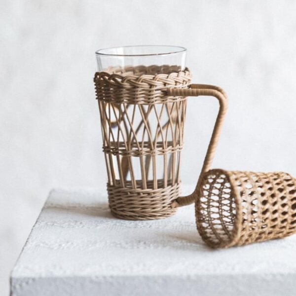 Set of 6 Handmade Rattan/Wicker Glass - Image 4