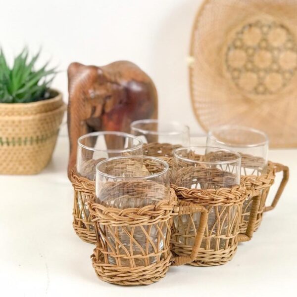 Set of 6 Handmade Rattan/Wicker Cup - Image 4