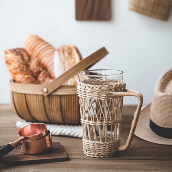 Set of 6 Handmade Rattan/Wicker Glass - Image 5