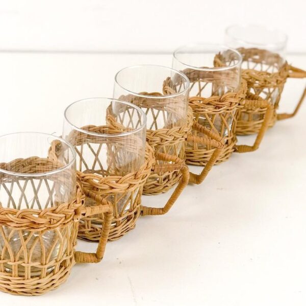 Set of 6 Handmade Rattan/Wicker Cup - Image 5