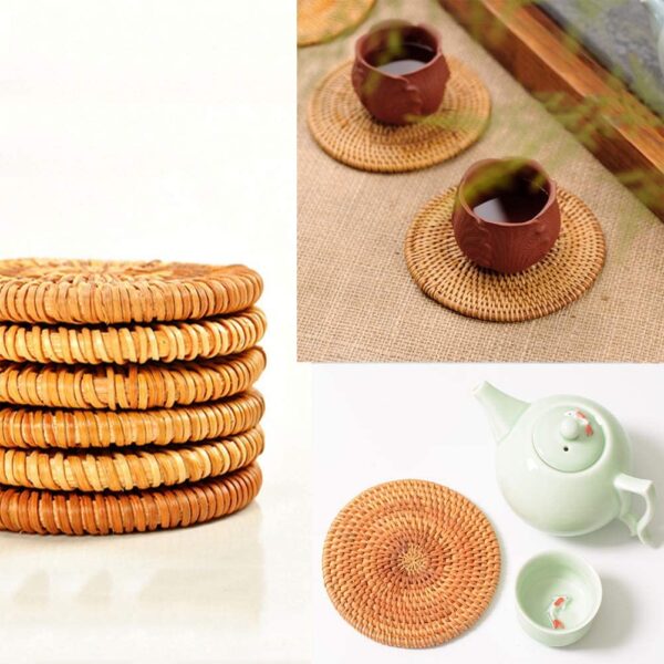 Set of 6 Handmade Rattan Coaster - Image 5