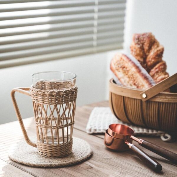 Set of 6 Handmade Rattan/Wicker Glass - Image 6