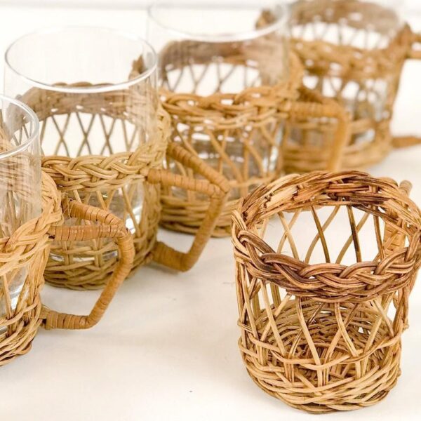 Set of 6 Handmade Rattan/Wicker Cup - Image 6