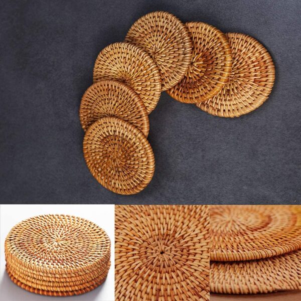 Set of 6 Handmade Rattan Coaster - Image 6