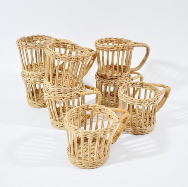 Set of 6 Handmade Rattan/Wicker Cup - Image 7
