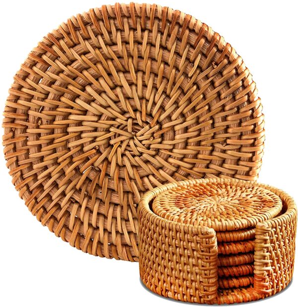 Set of 6 Handmade Rattan Coaster - Image 7