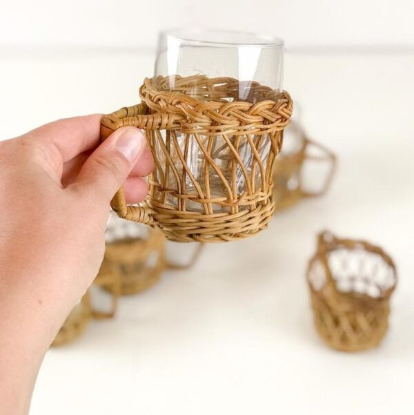 Set of 6 Handmade Rattan/Wicker Cup - Image 8