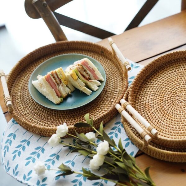 Set of 3 Rattan Round Tray - Image 8