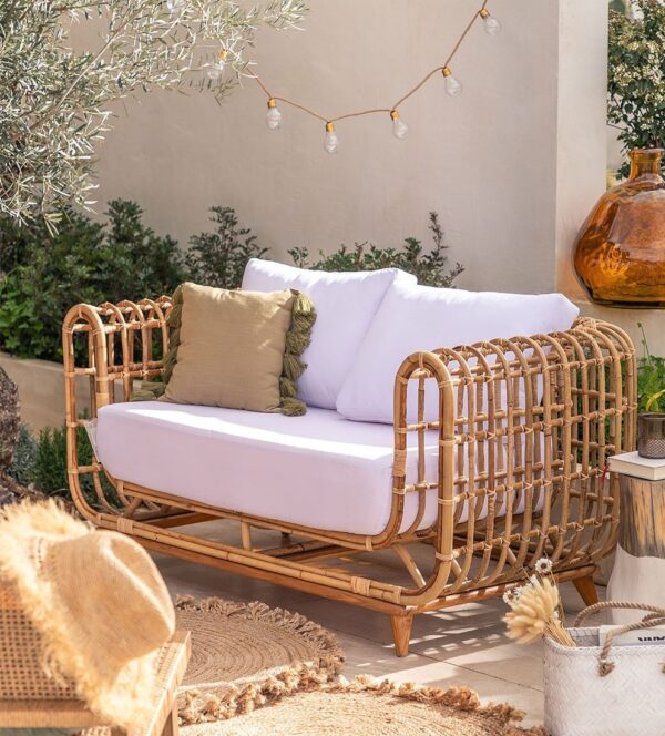 Handmade Rattan Sofa and Clothing Rack - Image 2