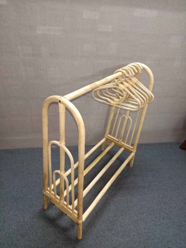 Handmade Rattan Clothing Rack and 20 Hangers - Image 5