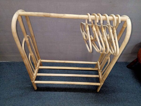 Handmade Rattan Clothing Rack and 20 Hangers - Image 7