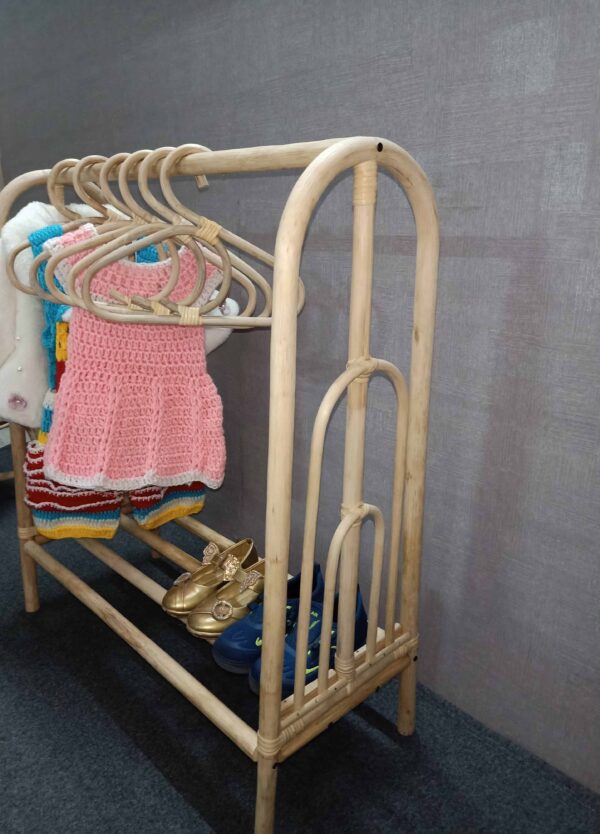 Handmade Rattan Clothing Rack and 20 Hangers - Image 10