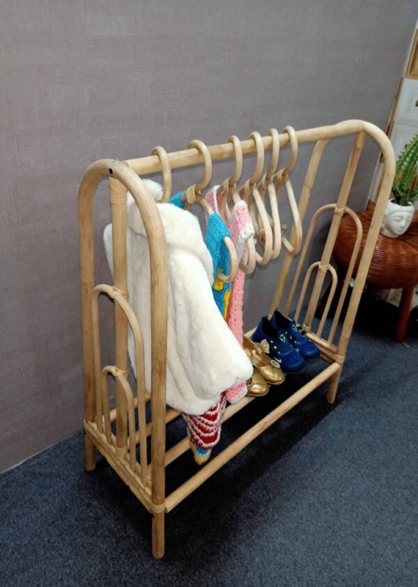 Handmade Rattan Clothing Rack and 20 Hangers - Image 12