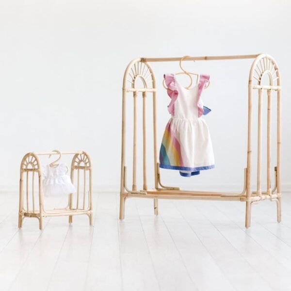 Rattan Clothing Rack with Hangers