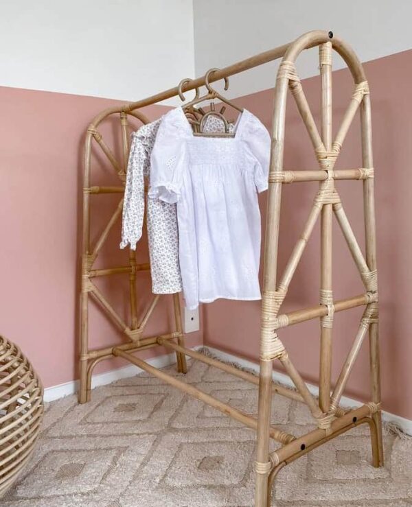 Rattan Clothing Rack with Hangers