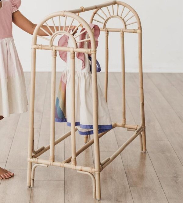 Rattan Clothing Rack with Hangers - Image 3