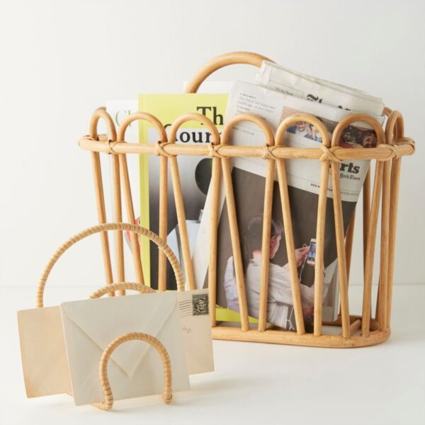 Handmade Rattan Magazine Rack - Image 2